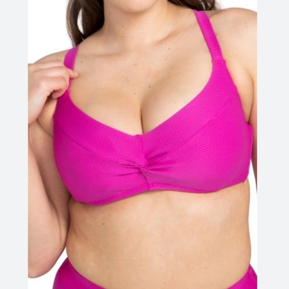 NWT Artesands Serenade Raphael E/F Cup Bikini Top Pink Textured Underwire US 12